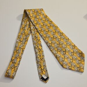 Elephant Patterned Yellow Tie